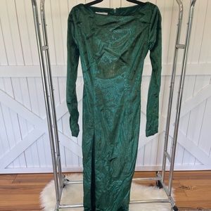Emerald green long sleeve, long dress. Worn once